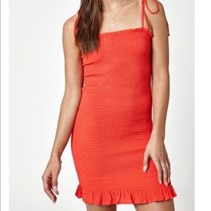Kendall & Kylie Smocked Red Dress